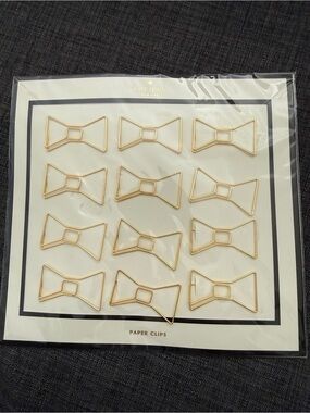 NWT kate spade gold bow paper clips (packaged)